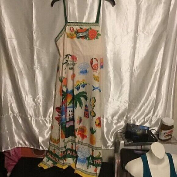 Tropical Summer Paradiso Midi Maxi Strapless Dress XL - Picture 6 of 16